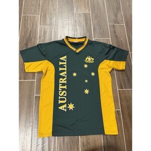 Australia Soccer Jersey Size Xl Green and Yellow Oz Designs V Neck